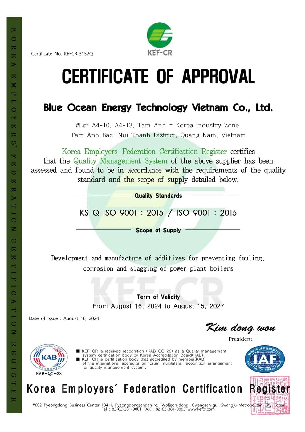 Blue Ocean Vietnam ISO 9001 (English)